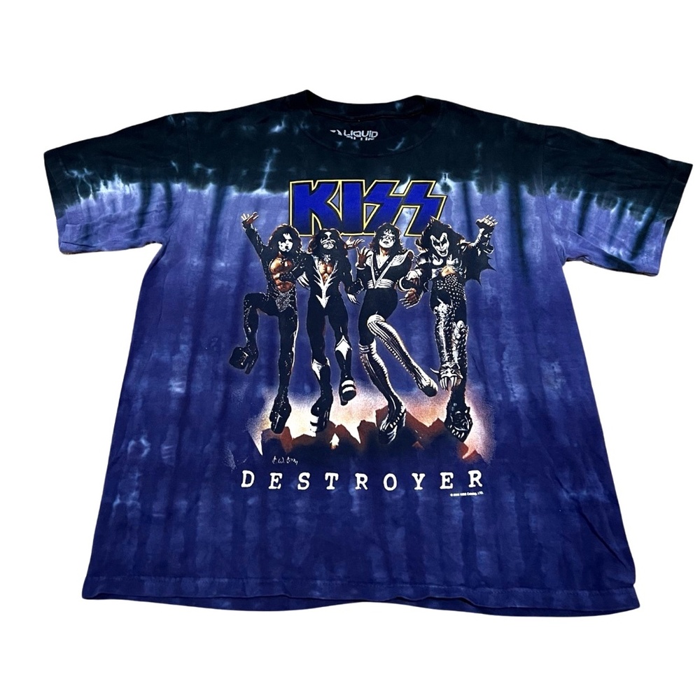 Liquid Blue Kiss Destroyer Tie Dye Graphic T-shirt